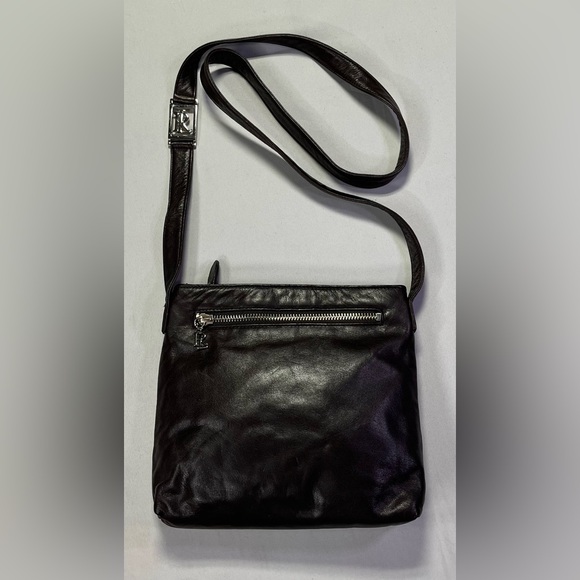 Ralph Lauren Vintage Brown Leather Crossbody Shoulder Bag Purse Silver Hardware - Picture 2 of 8
